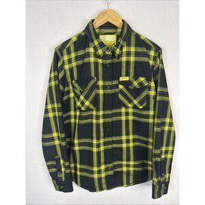 Dixxon Flannel Co Metallica Plaid Flannel Shirt Black Yellow Women’s L
